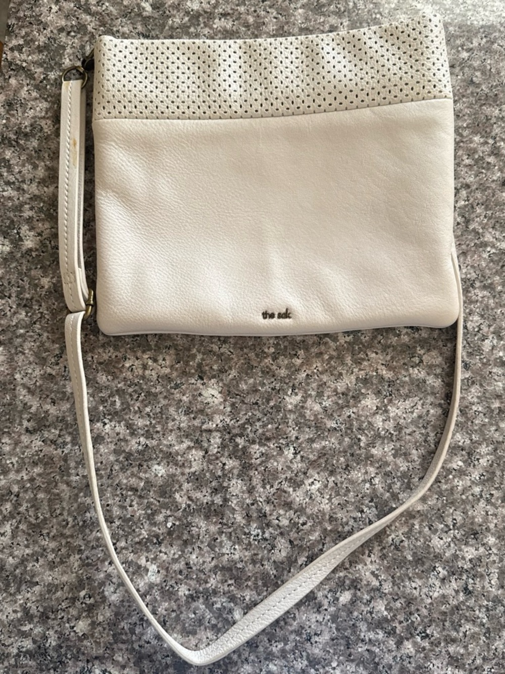 The Sak Cream Perforated Leather Crossbody